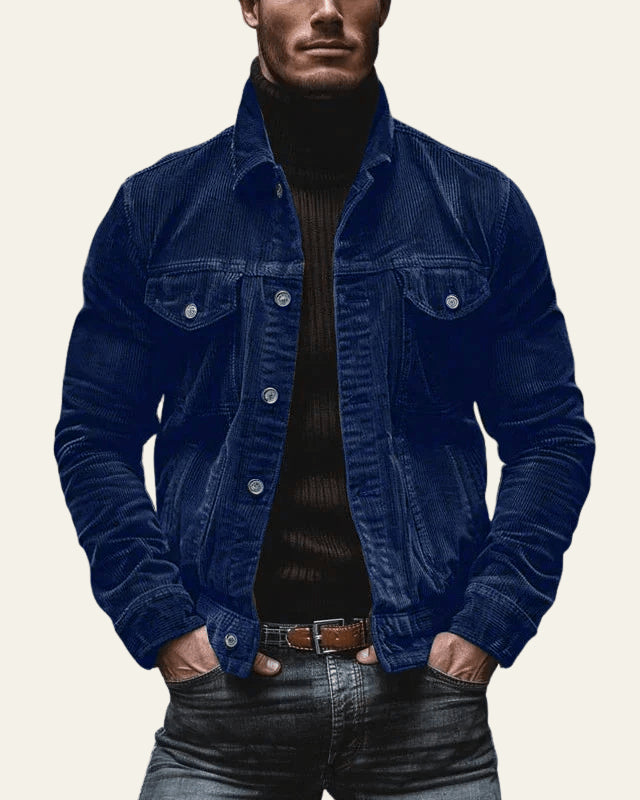 Veste trucker côtelée avec poches poitrine pour homme