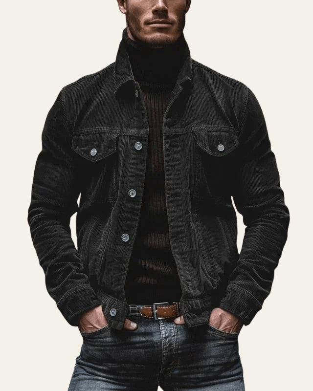 Veste trucker côtelée avec poches poitrine pour homme – vue 2