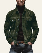 Veste trucker côtelée avec poches poitrine pour homme – vue 4