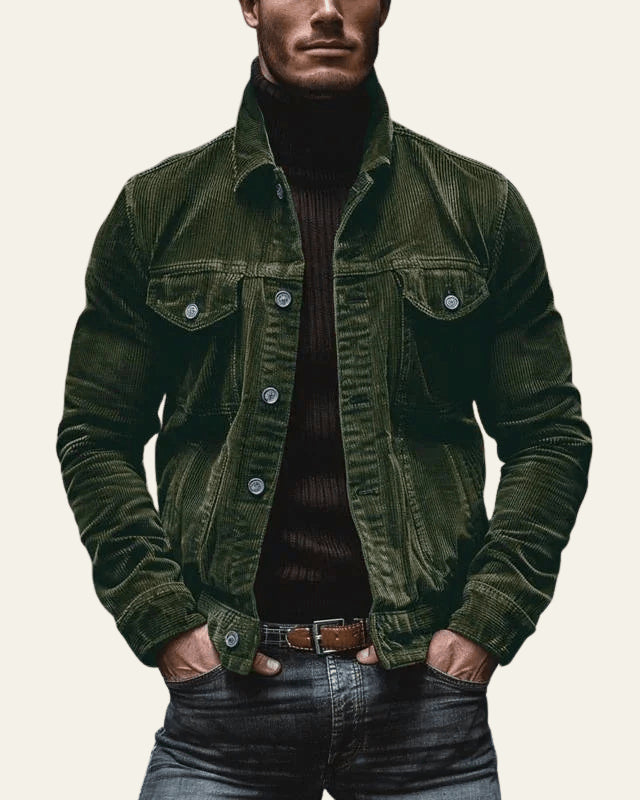 Veste trucker côtelée avec poches poitrine pour homme – vue 4