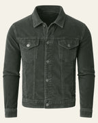 Veste trucker côtelée avec poches poitrine gris pour homme