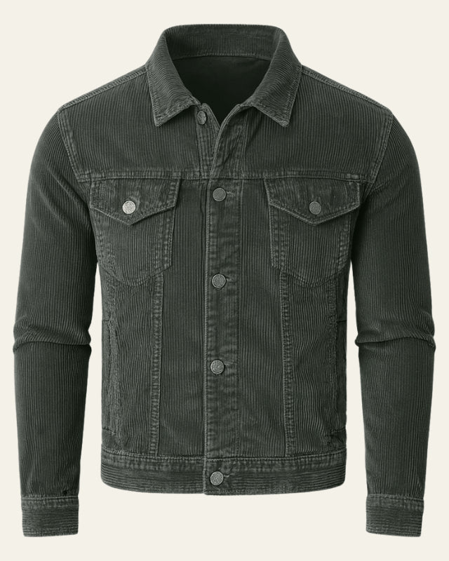 Veste trucker côtelée avec poches poitrine gris pour homme