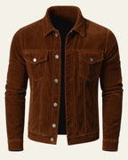 Veste trucker côtelée avec poches poitrine marron pour homme
