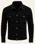 Veste trucker côtelée avec poches poitrine noir pour homme