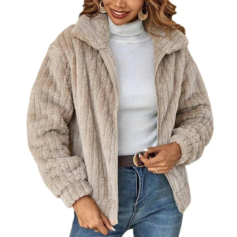 Veste zippée douce col montant pour femme – vue 5