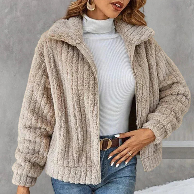 Veste zippée douce col montant pour femme – vue 3