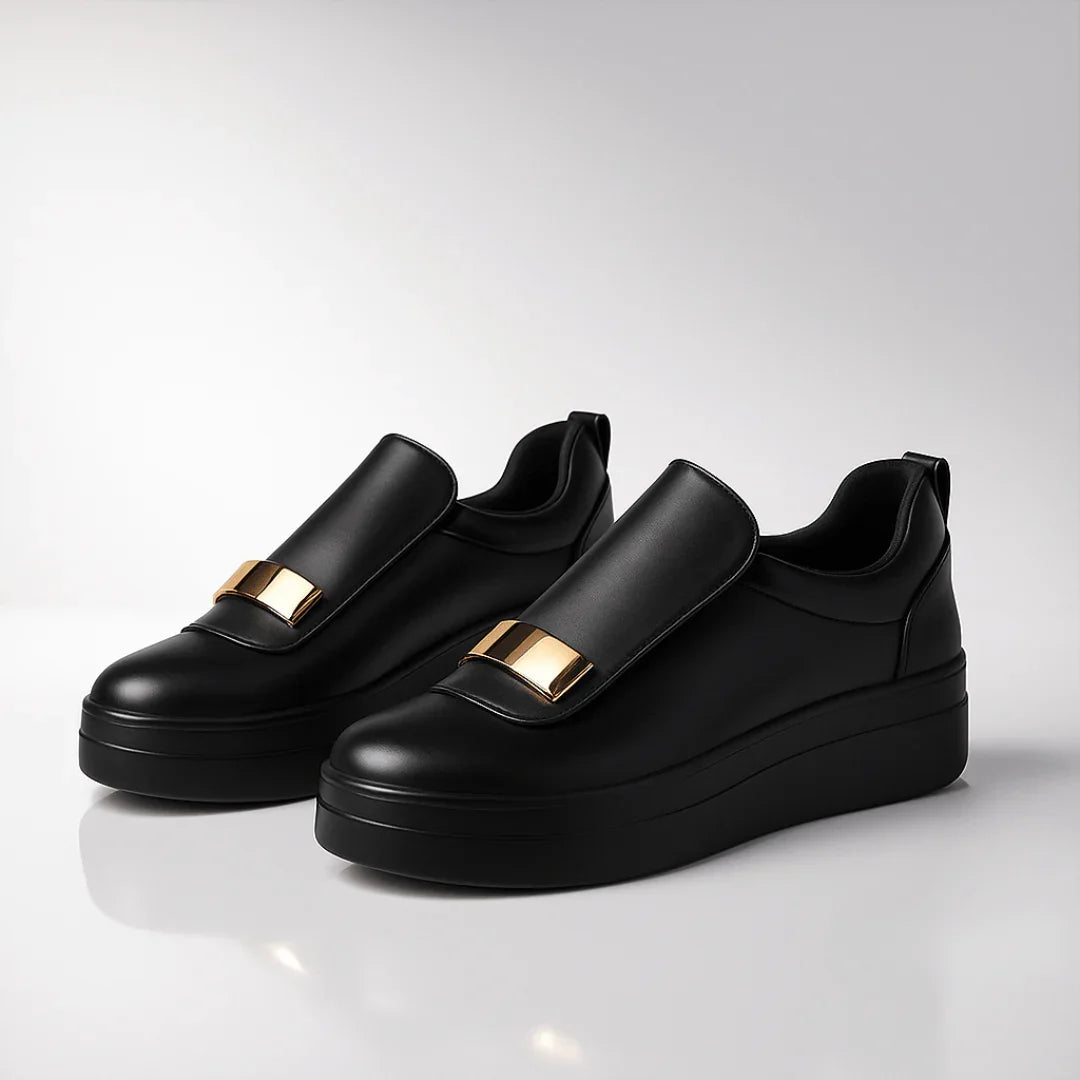 Mocassins plateforme, vue arrière et hauteur de la semelle