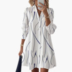 Robe midi chemise blanche avec imprimé abstrait, vue de face