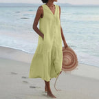Robe midi vue de dos mettant en évidence la coupe épurée
