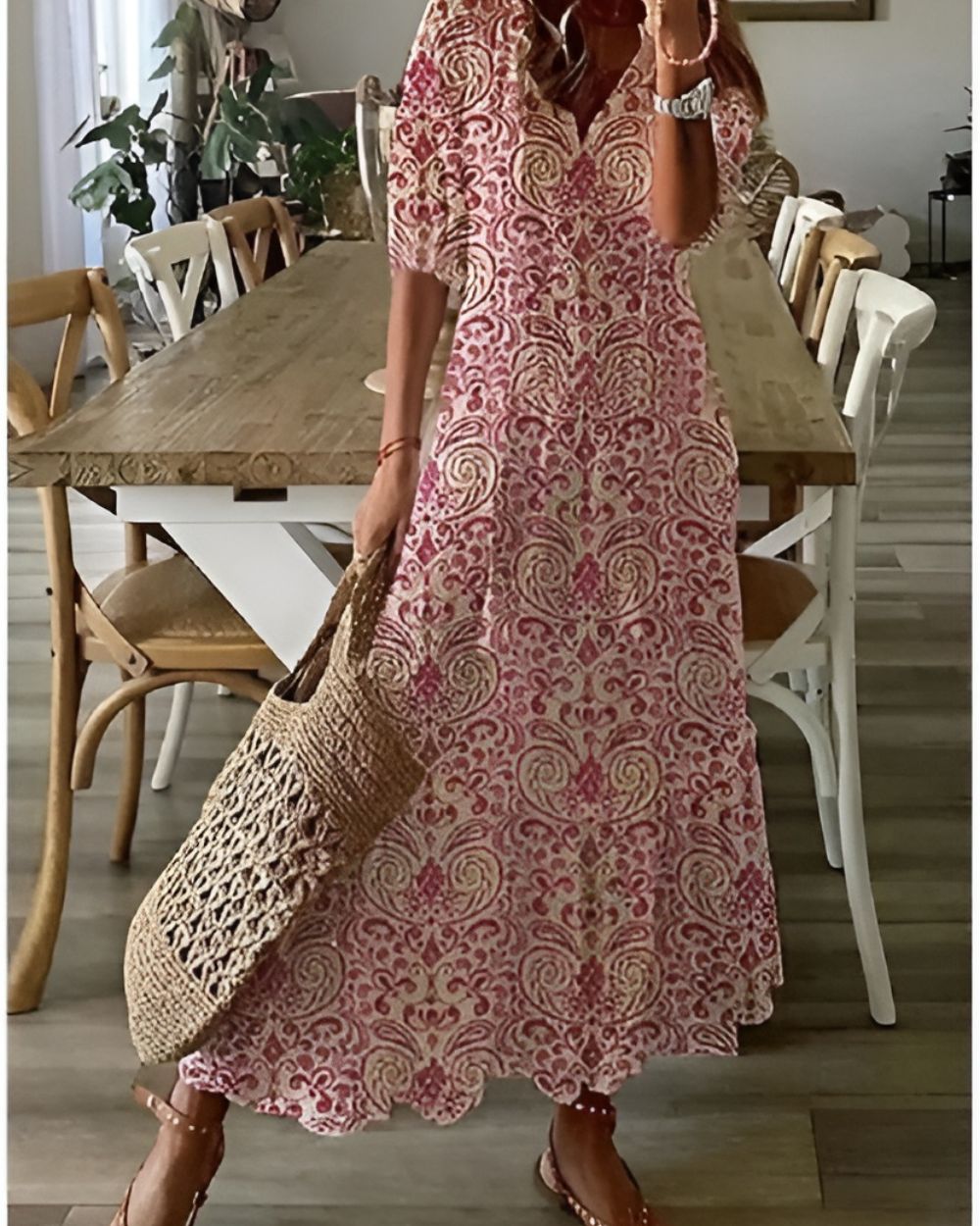 Détail de l'imprimé ikat et du tissu léger