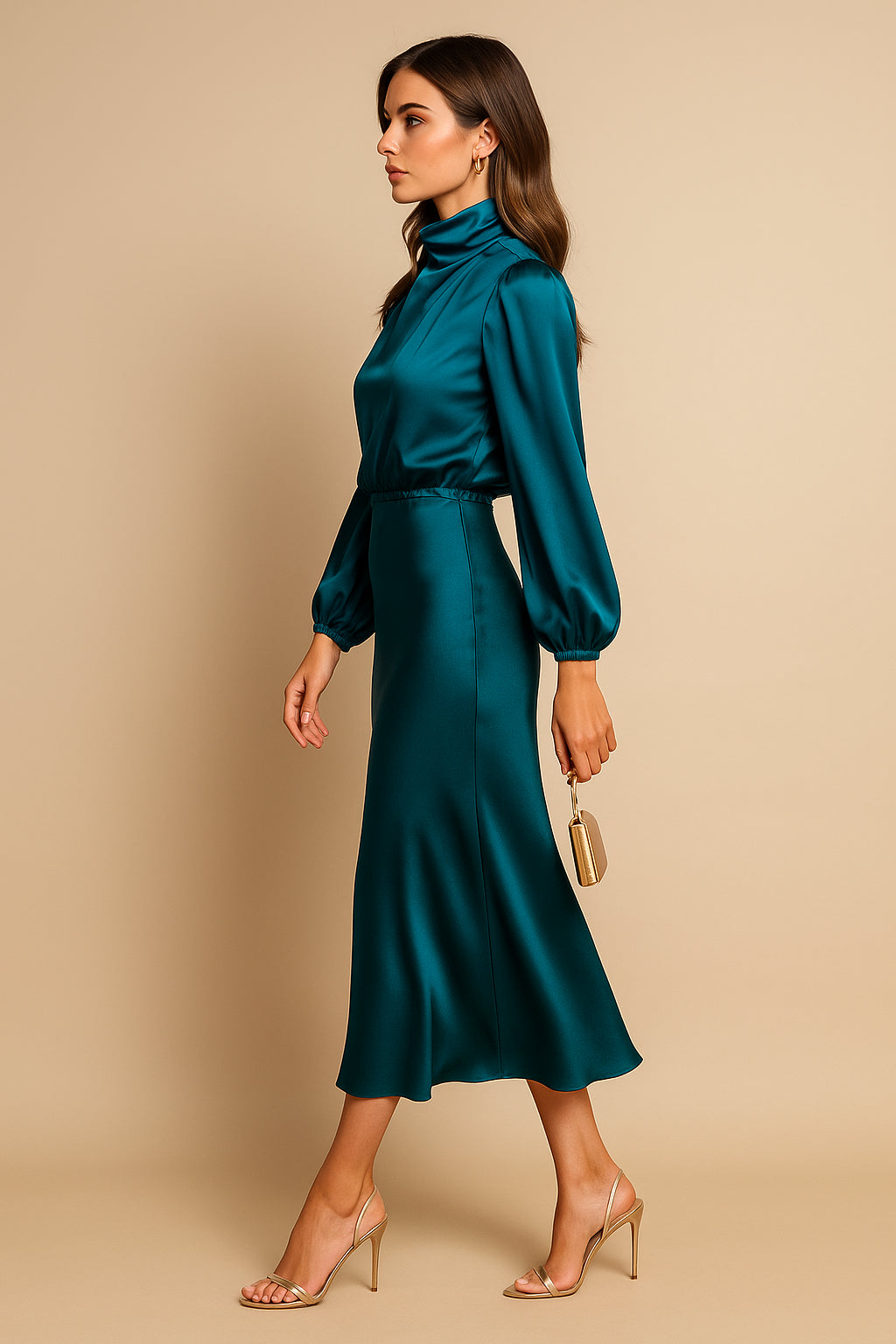 Taille élastiquée robe midi détail