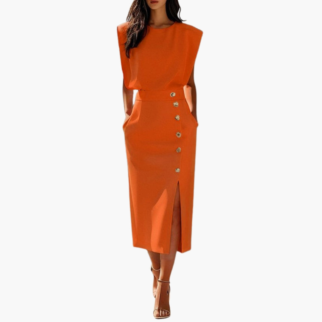 Robe midi détail texture et finish du tissu
