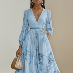 Robe maxi, détail du bas et longueur jusqu'aux pieds