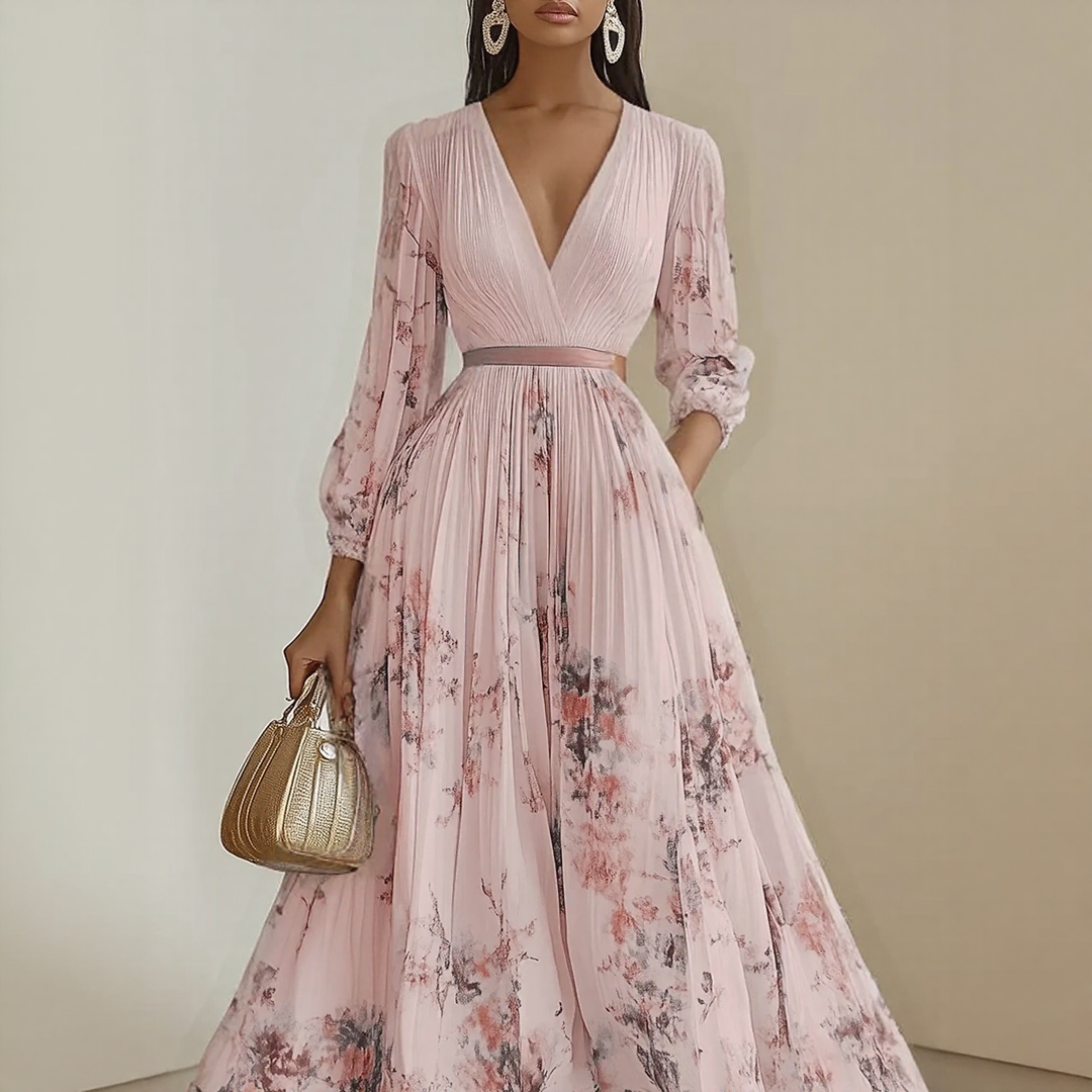 Robe maxi femme, vue arrière et chute du tissu fluide
