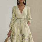 Robe col V, détail de la finition des poignets
