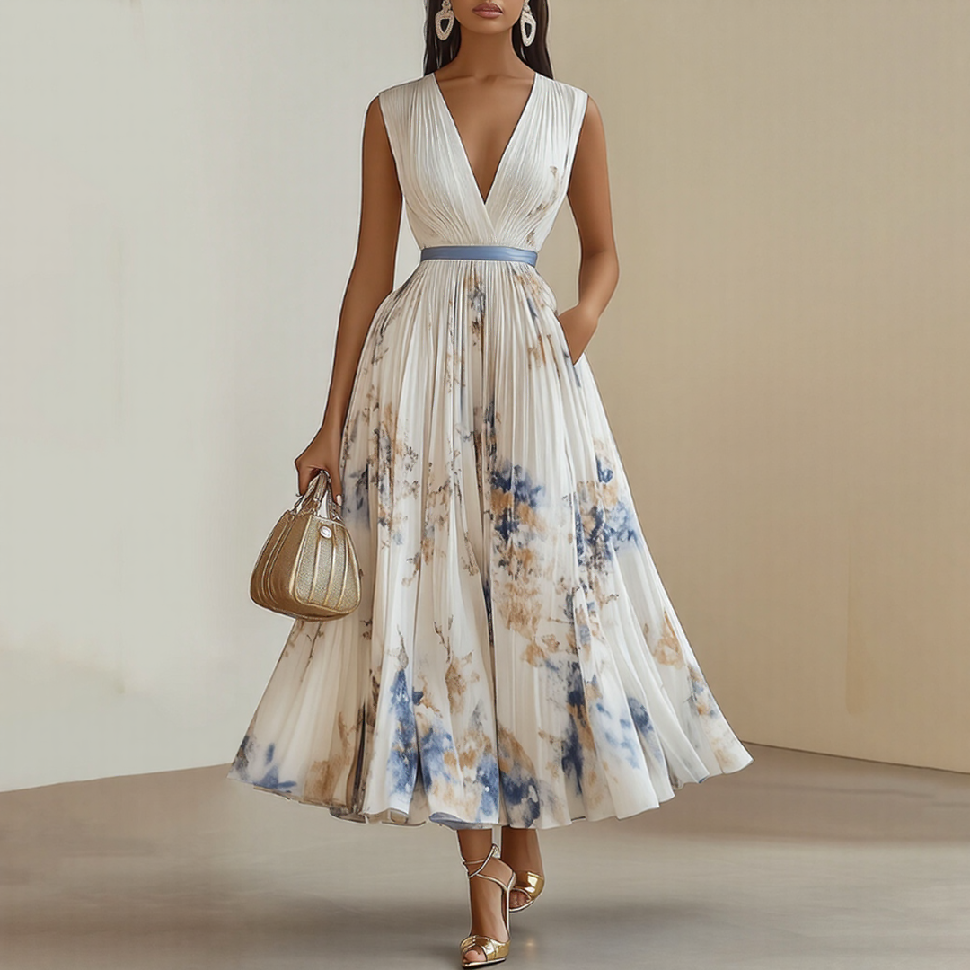 Robe maxi plissée, vue complète de la silhouette