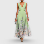 Robe maxi en tissu aérien avec imprimé floral, vue arrière