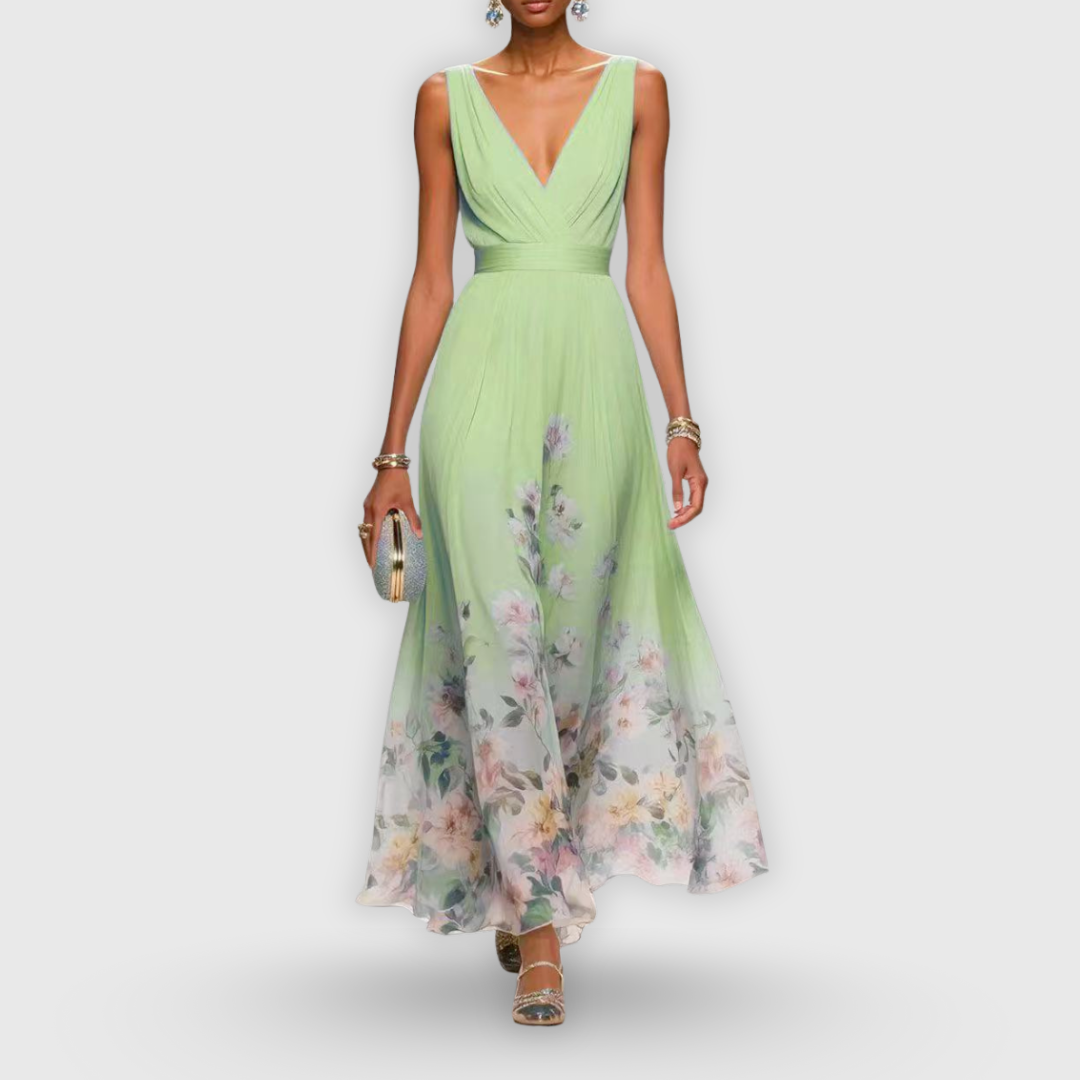 Robe maxi en tissu aérien avec imprimé floral, vue arrière