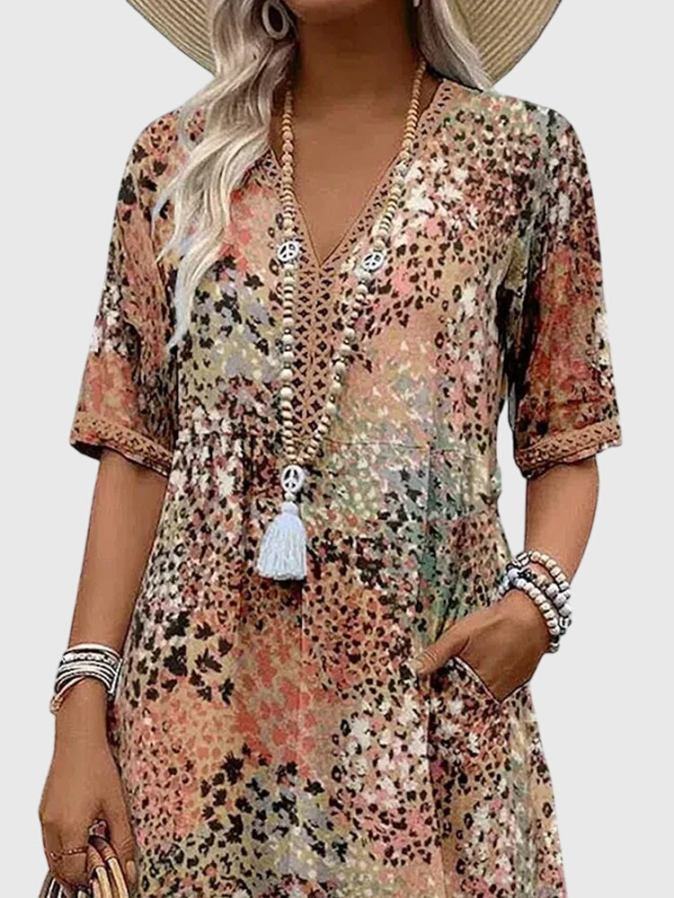 Robe midi florale vue de dos et longueur