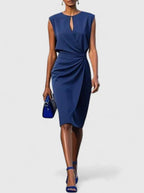 Robe midi bleu marine sans manches vue de face